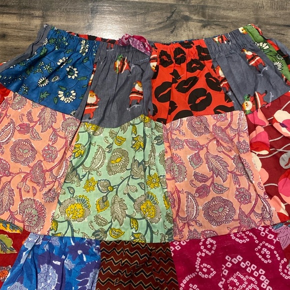 100% cotton Imported India Boho Handmade Patchwork Maxi Skirt NEW - Picture 2 of 4